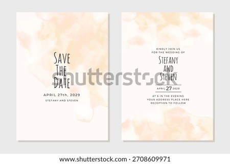 Wedding invitation card abstract orange yellow watercolor background