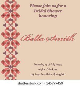 Wedding or invitation card, abstract vector flower ukrainian pattern background