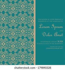 Wedding invitation card or announcement.