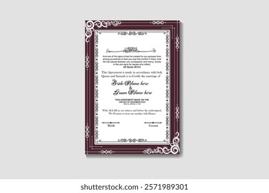 Wedding invitation card with arabic calligraphy