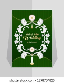 Wedding invitation card with Asian pattern