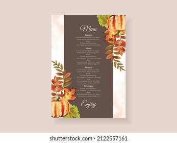 Wedding invitation card with autumn season theme