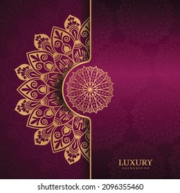 Wedding invitation Card background with gold luxury Mandala