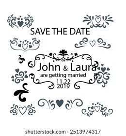Wedding invitation card background with golden line art flower and botanical leaves, Organic shapes. Abstract art background vector design for wedding and VIP cover template