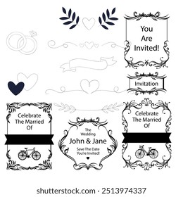 Wedding invitation card background with golden line art flower and botanical leaves, Organic shapes. Abstract art background vector design for wedding and VIP cover template