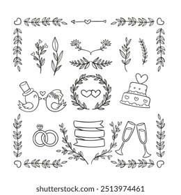 Wedding invitation card background with golden line art flower and botanical leaves, Organic shapes. Abstract art background vector design for wedding and VIP cover template
