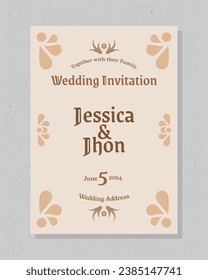 Wedding invitation card background with graphic elements art and ornaments, Organic shapes, flat design in pink pastel color. Abstract art background vector design for wedding and cover template.