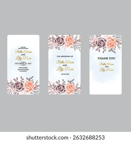 Wedding invitation card background vector. Abstract botanical leaf branch contour drawing line art texture template background. Design illustration for wedding card and  cover template, banner.
