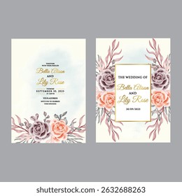 Wedding invitation card background vector. Abstract botanical leaf branch contour drawing line art texture template background. Design illustration for wedding card and  cover template, banner.
