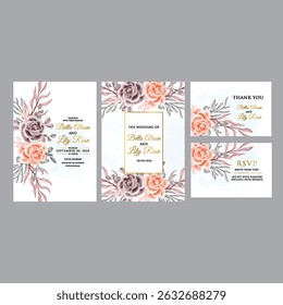 Wedding invitation card background vector. Abstract botanical leaf branch contour drawing line art texture template background. Design illustration for wedding card and  cover template, banner.

