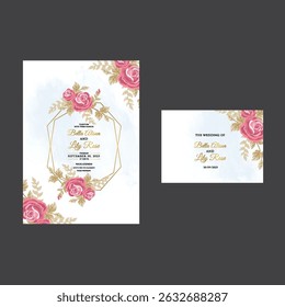 Wedding invitation card background vector. Abstract botanical leaf branch contour drawing line art texture template background. Design illustration for wedding card and  cover template, banner.
