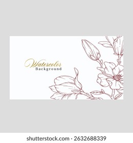 Wedding invitation card background vector. Abstract botanical leaf branch contour drawing line art texture template background. Design illustration for wedding card and  cover template, banner.
