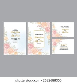 Wedding invitation card background vector. Abstract botanical leaf branch contour drawing line art texture template background. Design illustration for wedding card and  cover template, banner.
