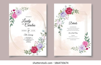 Wedding invitation card with beautiful blooming floral