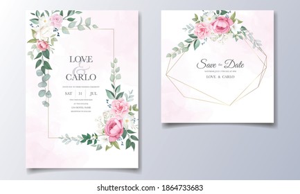 Wedding invitation card with beautiful blooming floral