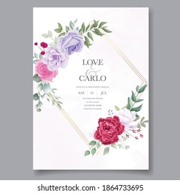 Wedding invitation card with beautiful blooming floral