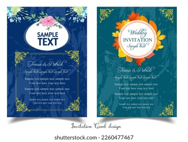 Wedding invitation Card with beautiful blooming floral watercolor background.
Beautiful hand drawing invitation design pink rose invitation template. Elegant wedding card with beautiful floral vector.