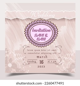 Wedding invitation Card with beautiful blooming floral watercolor background.
Beautiful hand drawing invitation design pink rose invitation template. Elegant wedding card with beautiful floral vector.