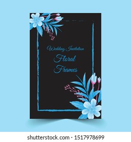 Wedding invitation card with beautiful floral frame