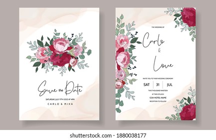 Wedding invitation card with beautiful floral