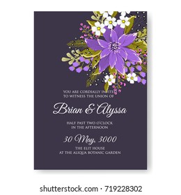 Wedding invitation card with beautiful floral vector background