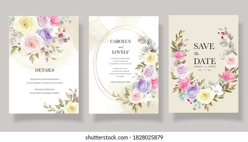 Wedding invitation card with beautiful flower