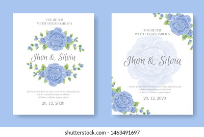 wedding invitation card with beautiful flowers vector