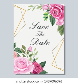 Wedding Invitation Card with Beautiful Flowers