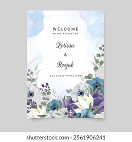 wedding invitation card with beautiful flowers and leaves. Illustrator and designer. Wedding Invites, save the date, Birthday Invites, Video Invites, E-Cards.