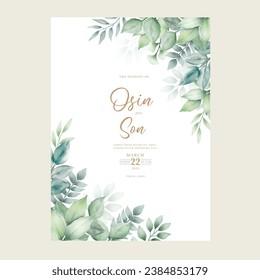 Wedding invitation card with beautiful leaf decoration  