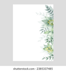 Wedding invitation card with beautiful leaf decoration  