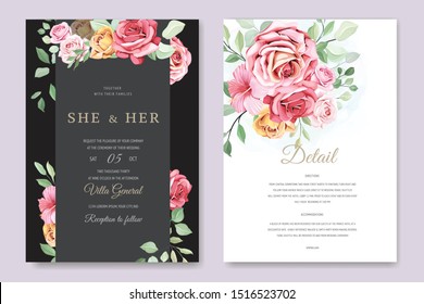 wedding invitation card with beautiful rose template