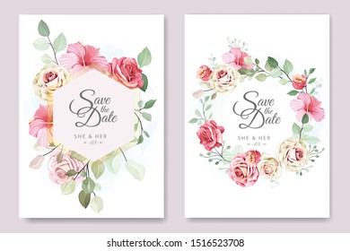 wedding invitation card with beautiful rose template