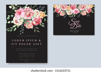 wedding invitation card with beautiful rose template