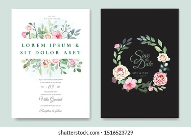 wedding invitation card with beautiful rose template