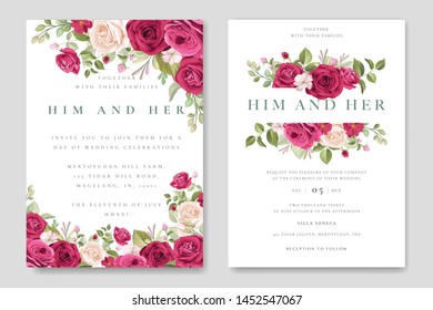 wedding invitation card with beautiful roses frame