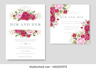 wedding invitation card with beautiful roses frame