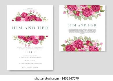 wedding invitation card with beautiful roses frame