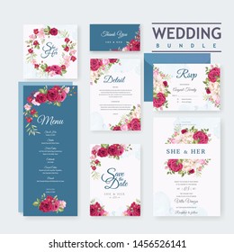 wedding invitation card with beautiful roses template