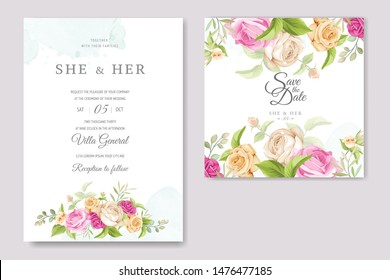 wedding invitation card with beautiful roses template