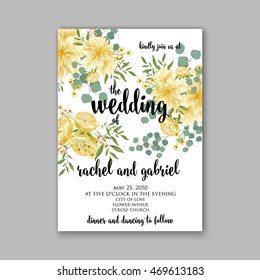 Wedding invitation or card with beautiful roses