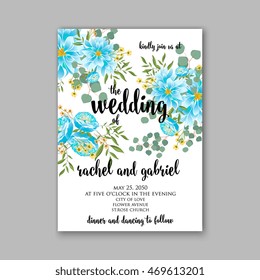 Wedding invitation or card with beautiful roses