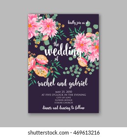 Wedding invitation or card with beautiful roses