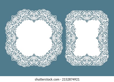 Wedding invitation card with Belly Band, Laser cut template, vector. svg