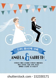 wedding invitation card bicycle template vector/illustration