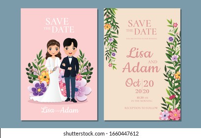 Wedding Invitation Card Bride Groom Cute Stock Vector (Royalty Free ...