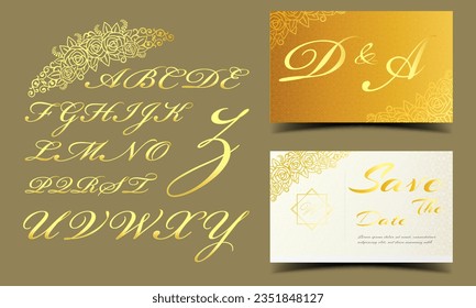 wedding invitation card and capital alphabet