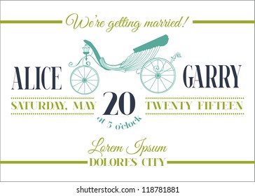 Wedding Invitation Card - Carriage Theme - in vector