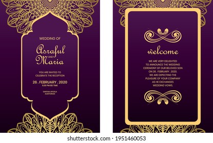Wedding invitation card concept with colorful mandala. Editable vector illustration. Vector mandala pattern unique design with a nature style.
