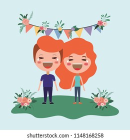 wedding invitation card with couple characters